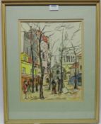 Montmartre Paris, watercolour signed and dated Ray Pierlot '58,
