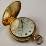 'The Ludgate' 18ct gold hunter pocket watch signed J W Benson Ludgate Hill London no 9564,