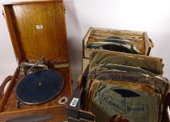 Linguaphone boxed Gramophone and a collection of Vinyl 78's records Condition Report