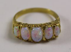 Five stone opal silver-gilt ring Condition Report <a href='//www.davidduggleby.