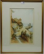 'Lynmouth', original colour etching by R H Smallridge signed in pencil pub.