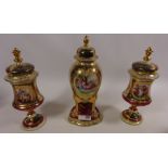 Royal Vienna urn vase trio Condition Report <a href='//www.davidduggleby.