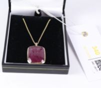 Rose cut ruby pendant in 9ct rub-over setting on hallmarked 18ct gold chain, ruby approx 16.