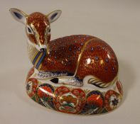 Royal Crown Derby Fallow Deer with gold stopper,