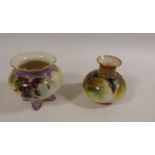 Royal Worcester hand-painted vase, no. 306 and a Royal Worcester cachepot, no.