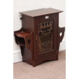 Arts and crafts period wall hanging cabinet, enclosed by single mottle glazed door,