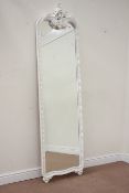 French style white finish full length mirror, bevelled glass,