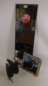 Stained glass mirror a similar puffin clock & a metal cockerel (3) Condition Report
