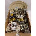 Set of ten Wedgwood RSPB collectors plates, Denby bird mugs, Murano type glass clown,