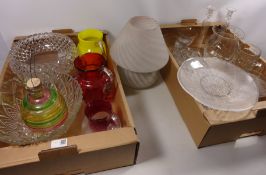 Large hobnail cut glass bowl a cakestand and other glassware in two boxes Condition