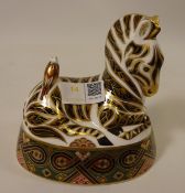 Royal Crown Derby Zebra with gold stopper,