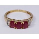 Ruby and diamond silver-gilt ring stamped 925 Condition Report <a href='//www.