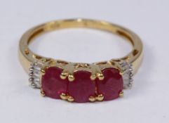 Ruby and diamond silver-gilt ring stamped 925 Condition Report <a href='//www.