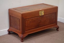 Chinese rosewood and figured burr blanket chest, W102cm, H59cm,