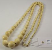 Early 20th century ivory graduating bead necklace Condition Report <a