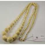 Early 20th century ivory graduating bead necklace Condition Report <a