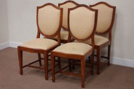Quality set four rosewood shield back dining chairs with upholstered seats and backs,