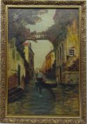 Canal Scene with Gondola, oil on canvas singed and dated D.O.