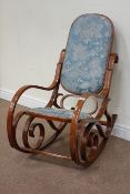 Mid 20th century bentwood rocking chair upholstered in blue fabric Condition Report