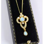 Silver-gilt opal pendant necklace stamped 925 Condition Report <a href='//www.