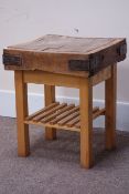 Late 19th century butchers block on stand, 62cm x 62cm,