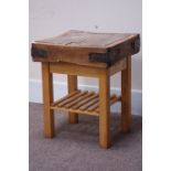 Late 19th century butchers block on stand, 62cm x 62cm,