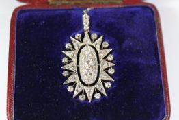 Edwardian old cut diamond star pendant with diamond hinged link to necklace and detachable brooch