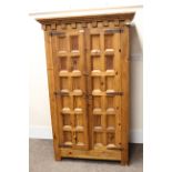 Rustic pine panelled double wardrobe Condition Report <a href='//www.