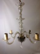 Four branch glass chandelier Condition Report <a href='//www.davidduggleby.