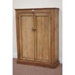 19th century and later pine cupboard enclosed by two panelled doors, W95cm, H126cm,