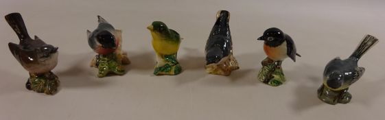 Six Beswick birds, 'Nuthatch', 'Whitethroat', 'Bullfinch', 'Greenfinch',