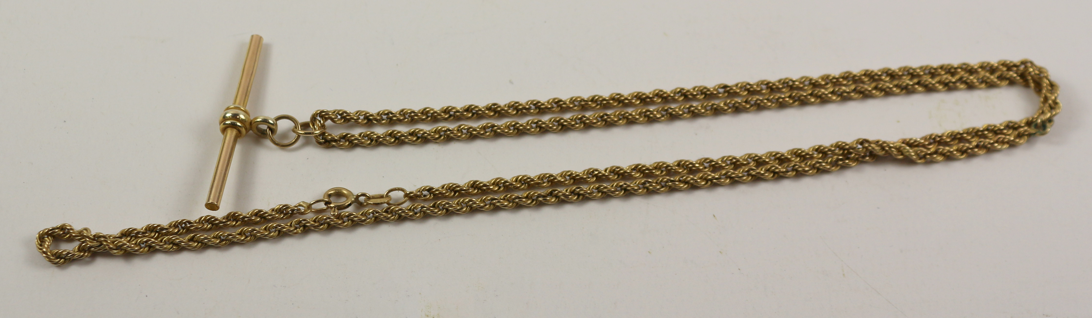 Hallmarked 9ct gold T bar chain necklace approx 6.