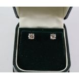 Pair of diamond stud ear-rings, round, brilliant cut approx 1.