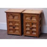 Pair rustic pine bedside cabinets, W49cm, D41cm,