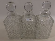 Set of three glass decanters Condition Report <a href='//www.davidduggleby.