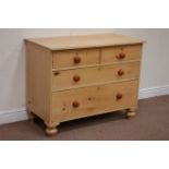Victorian pine chest of two short and two long drawers, W102cm, H81cm,