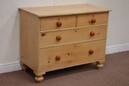 Victorian pine chest of two short and two long drawers, W102cm, H81cm,
