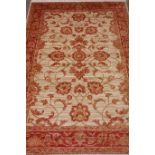 Persian Ziegler style red and beige ground rug,