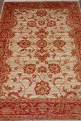 Persian Ziegler style red and beige ground rug,
