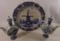 Large Delft Charger and a Pair of wine ewers Condition Report <a href='//www.