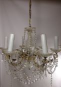 Pair of six branch cut glass chandeliers and a matching pair of wall fittings Condition