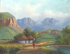 South African Landscape with Figure,