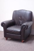 Armchair upholstered in dark brown leather Condition Report <a href='//www.