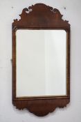 19th century mahogany and gilt Chippendale style wall mirror, fretwork pediment,