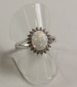 Opal cluster dress ring stamped 925 Condition Report <a href='//www.