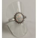 Opal cluster dress ring stamped 925 Condition Report <a href='//www.