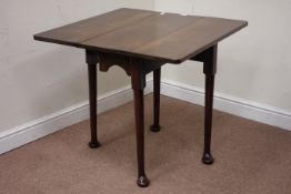 Georgian mahogany drop leaf table raised on gate leg pad foot base, 83cm x 80cm,