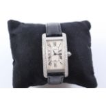 Cartier 18K white gold and diamond Tank Americane 1726 wristwatch,