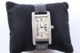 Cartier 18K white gold and diamond Tank Americane 1726 wristwatch,