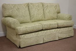 Multi-York three seat sofa (W210cm), and pair matching armchairs (W110cm),